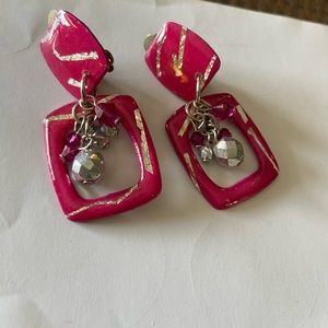 Vintage pink clip on earrings